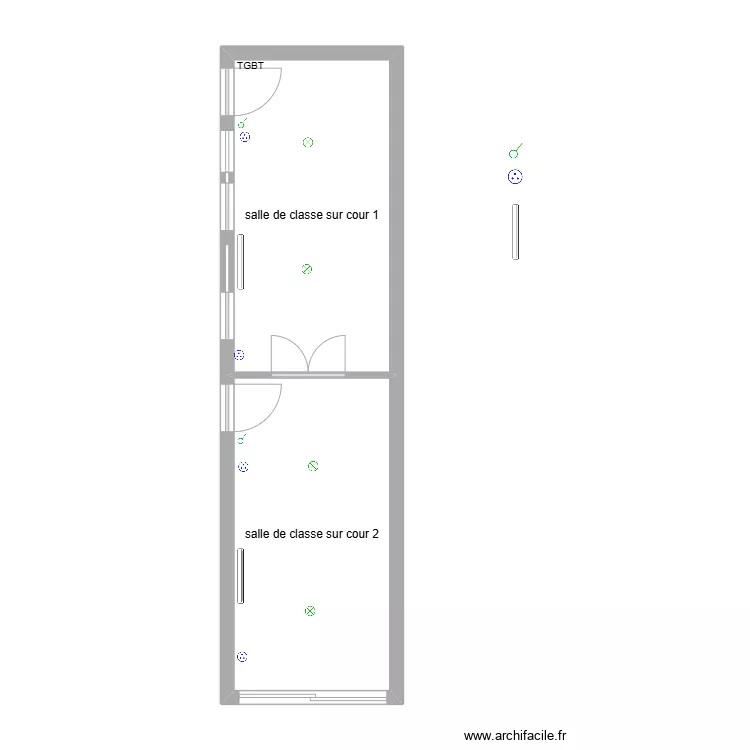 s&eacute;curit&eacute; - salle de classe sur cour. Plan de 