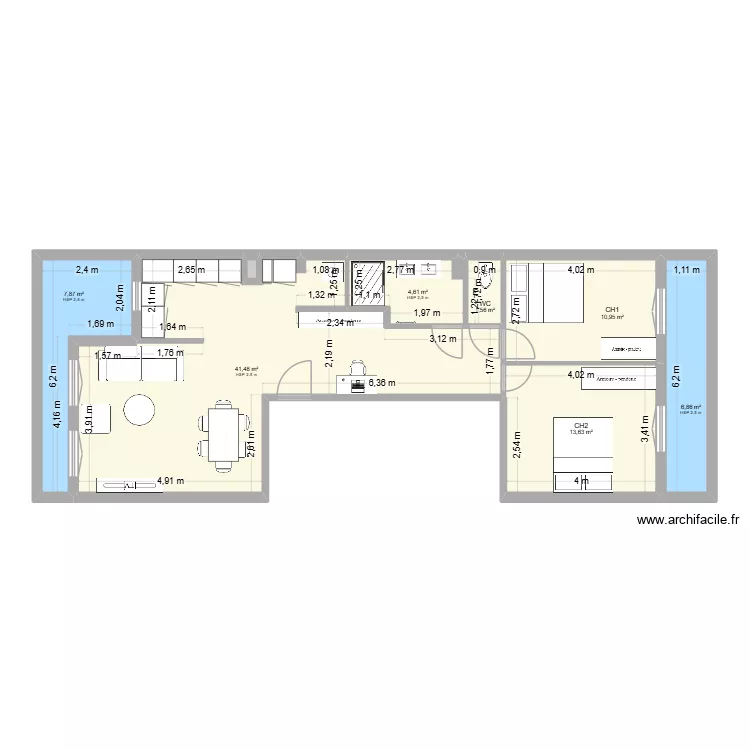 R4 PROJET. Plan de 8 pièces et 87 m²