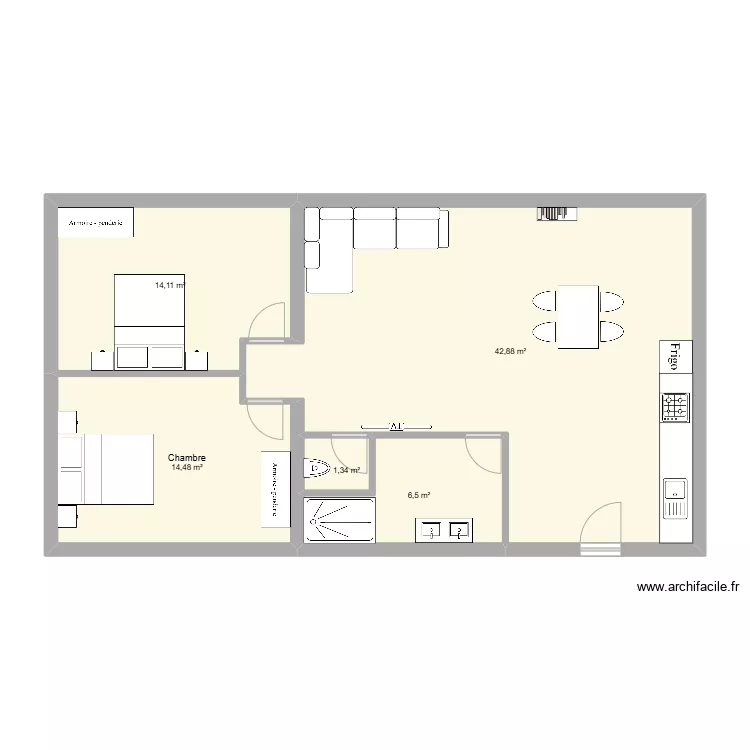 Maison 3 sans &eacute;tage. Plan de 