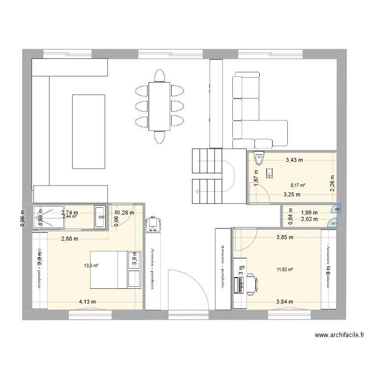 Maison V2. Plan de 4 pièces et 35 m2