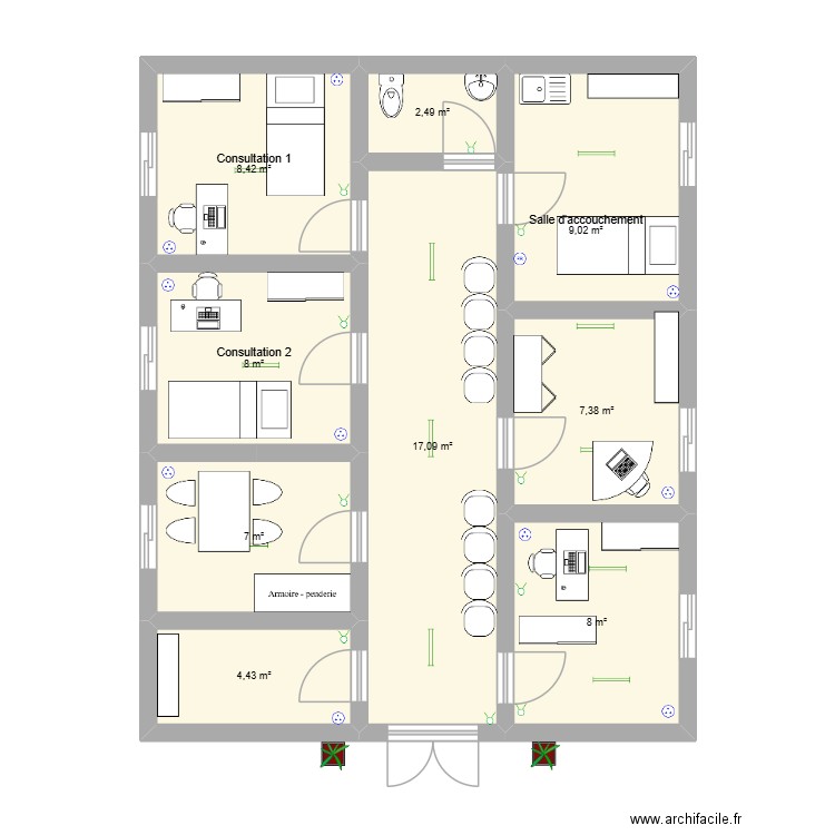CSB TADY. Plan de 9 pièces et 72 m2
