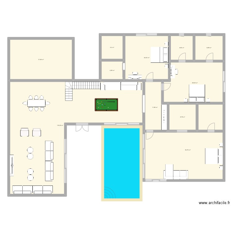 plan1. Plan de 11 pièces et 306 m2