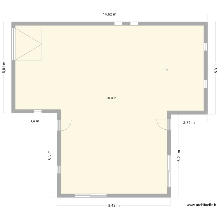 Plan proprio. Plan de 1 pièce et 140 m2