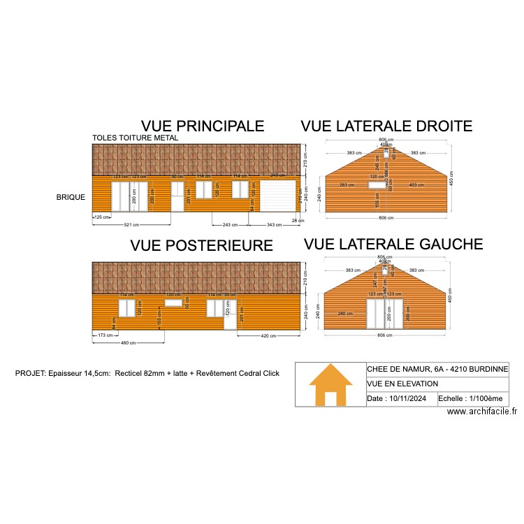 BURDINNE - VUE EN ELEVATION - V1.40. Plan de 0 pièce et 0 m2