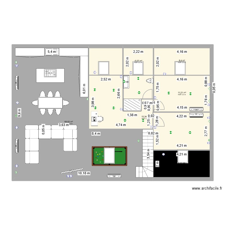 LOUP DE CHABANNE ETAGE VADILE 58 ELEC. Plan de 11 pièces et 263 m2