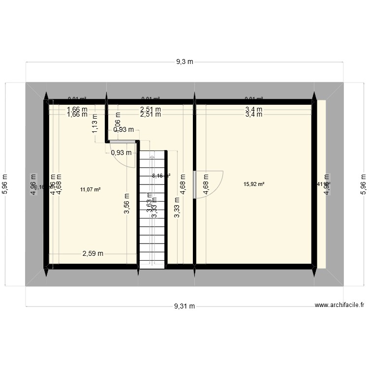Le PEZ étage. Plan de 8 pièces et 37 m2