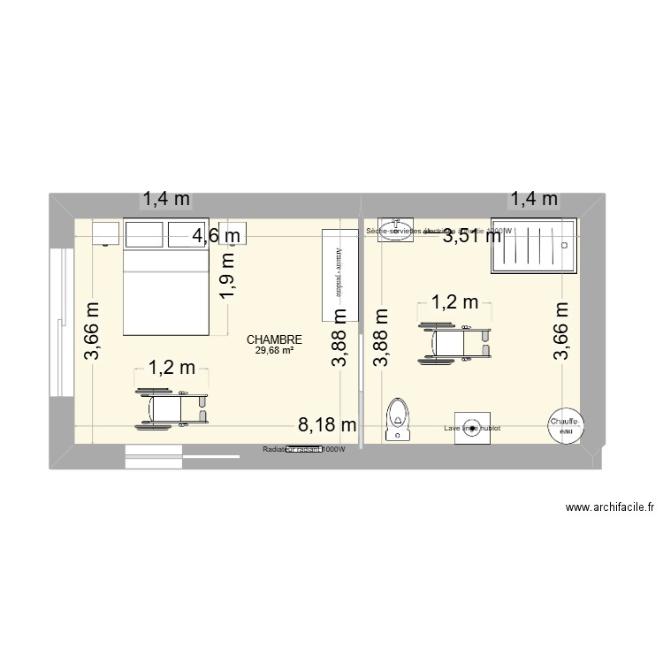 plan Halluin. Plan de 1 pièce et 30 m2