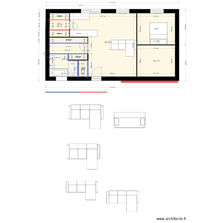 maison garage ok. Plan de 10 pièces et 65 m2