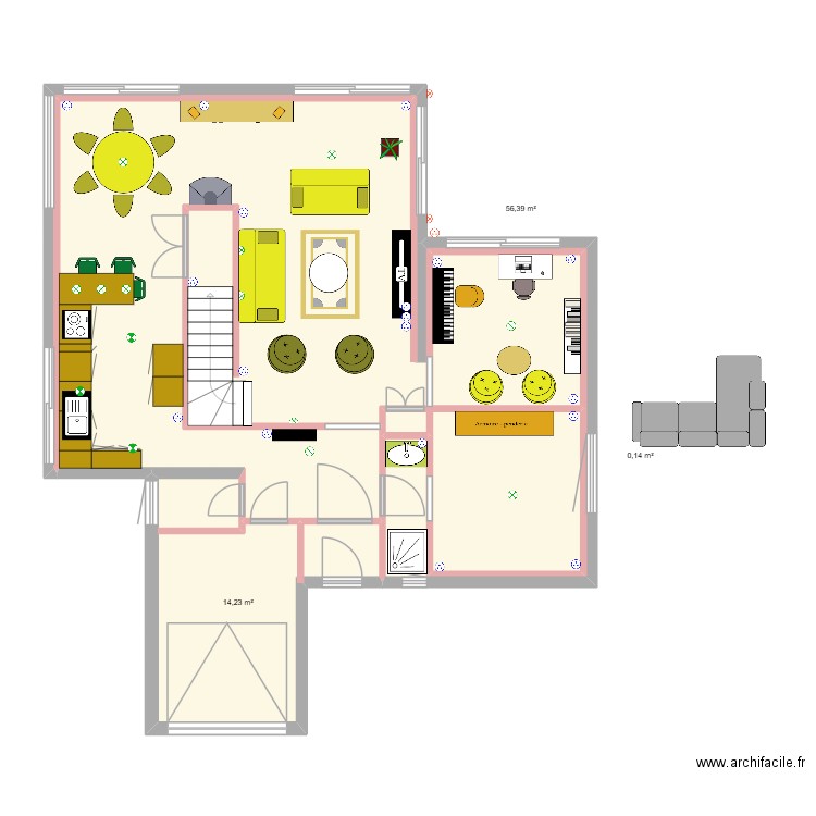 Berlioz-1. Plan de 3 pièces et 80 m2