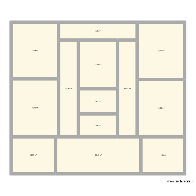 projet. Plan de 13 pièces et 183 m2