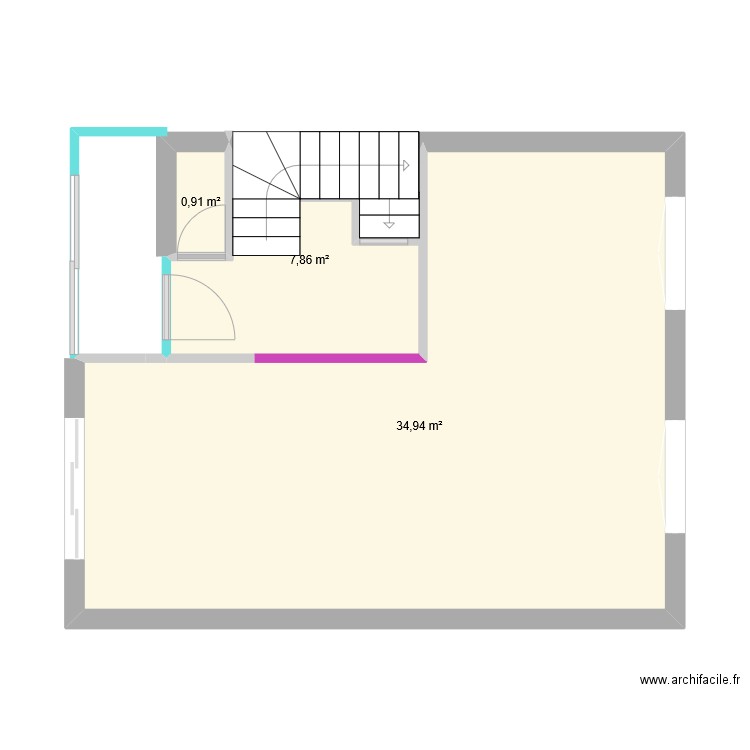 RDC Charmette. Plan de 3 pièces et 44 m2