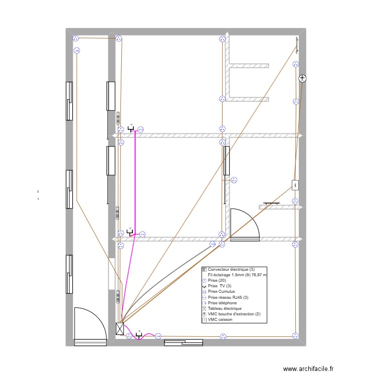 RDC La Llagonne.Mathias.élec. Plan de 5 pièces et 64 m2