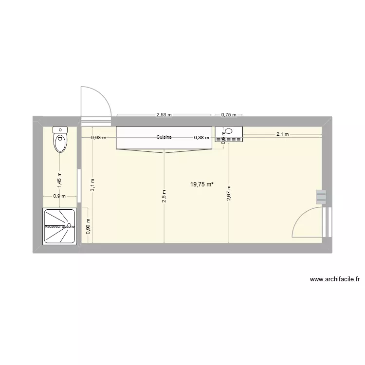 Dynafloor Marie Ange. Plan de 2  et 23 m²