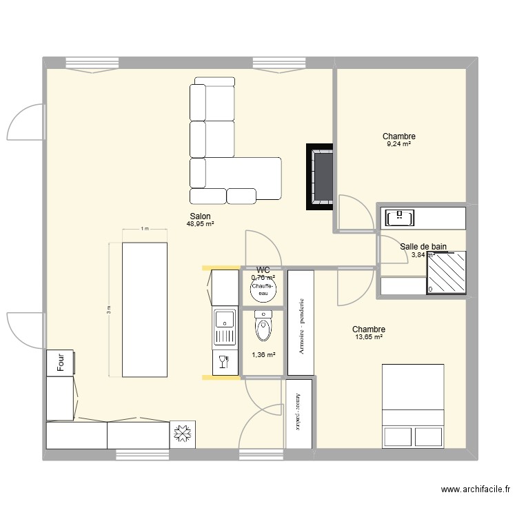 SALON 1. Plan de 6 pièces et 78 m2