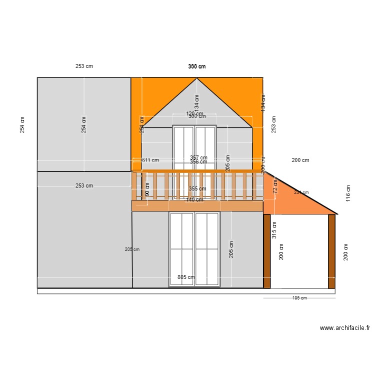 dependance facade projetée v2. Plan de 0 pièce et 0 m2