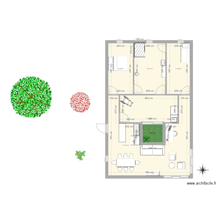 salle de bin. Plan de 6 pièces et 98 m2
