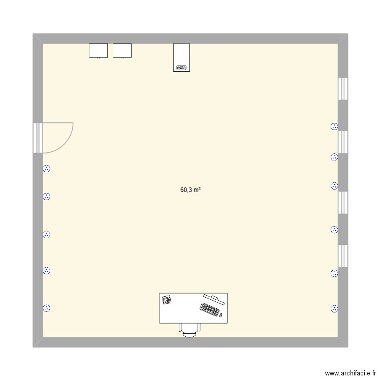 aze. Plan de 1 pièce et 60 m2