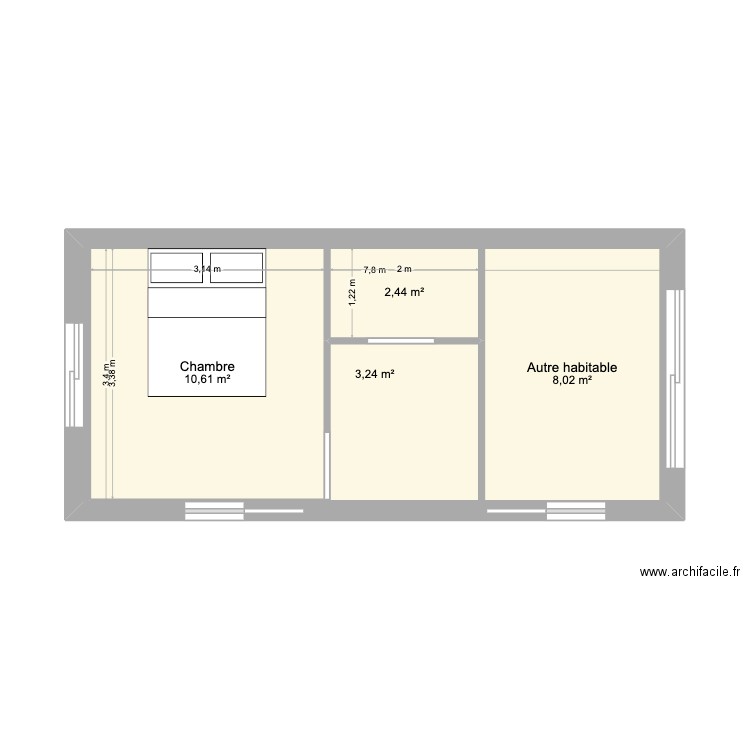 CHAMBRE. Plan de 4 pièces et 48 m2