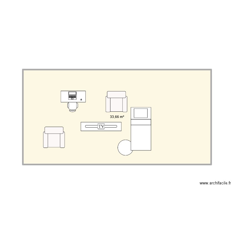 plan clichy. Plan de 1 pièce et 34 m2