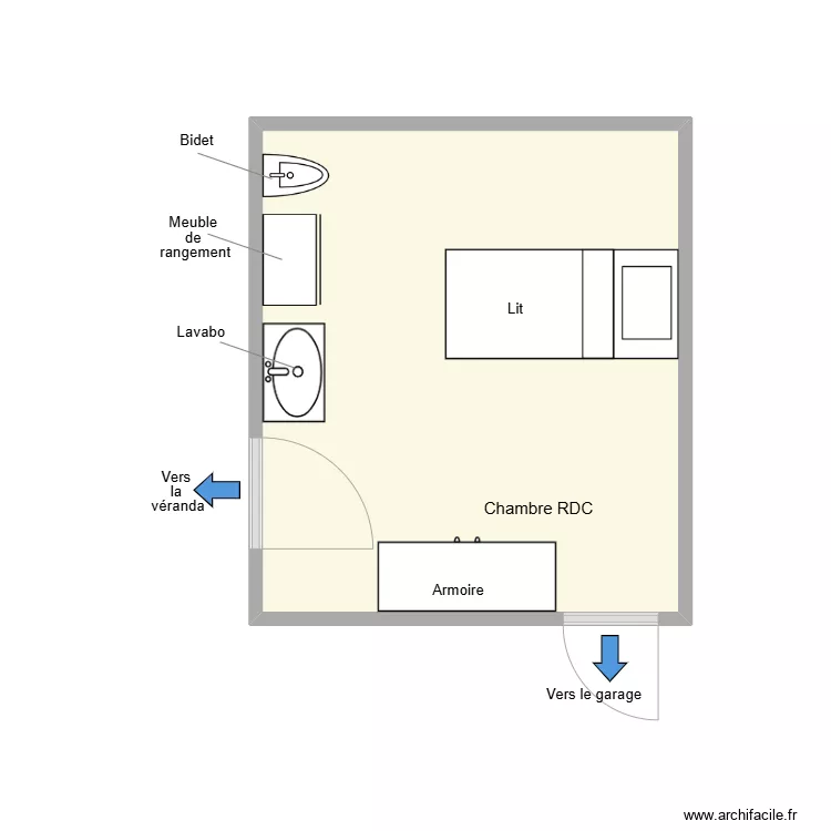 BENAZET Chambre existant. Plan de 
