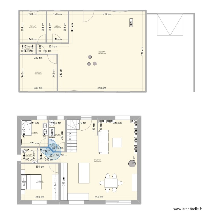 Maison 1 étage. Plan de 10 pièces et 166 m2