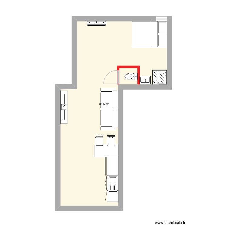 studio planet. Plan de 1 pièce et 37 m2