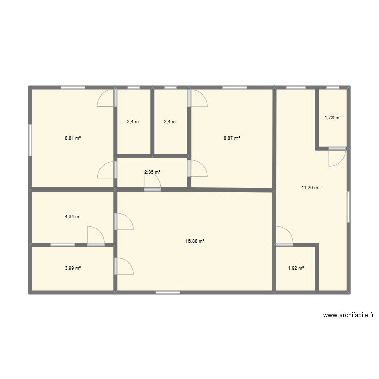 K.O renouvelation du plan de la maison moungabou deuxième. Plan de 11 pièces et 65 m2