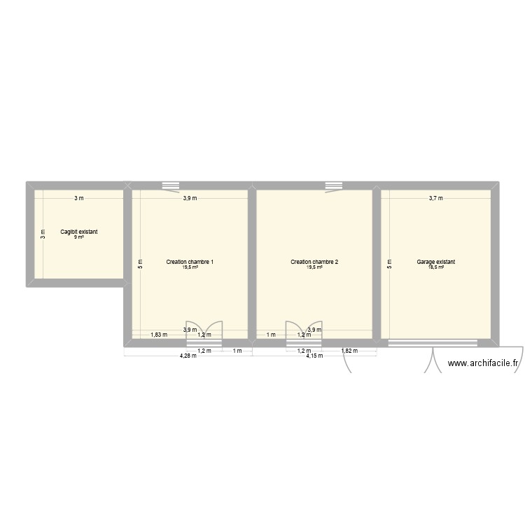 Plan Garage 01. Plan de 4 pièces et 67 m2
