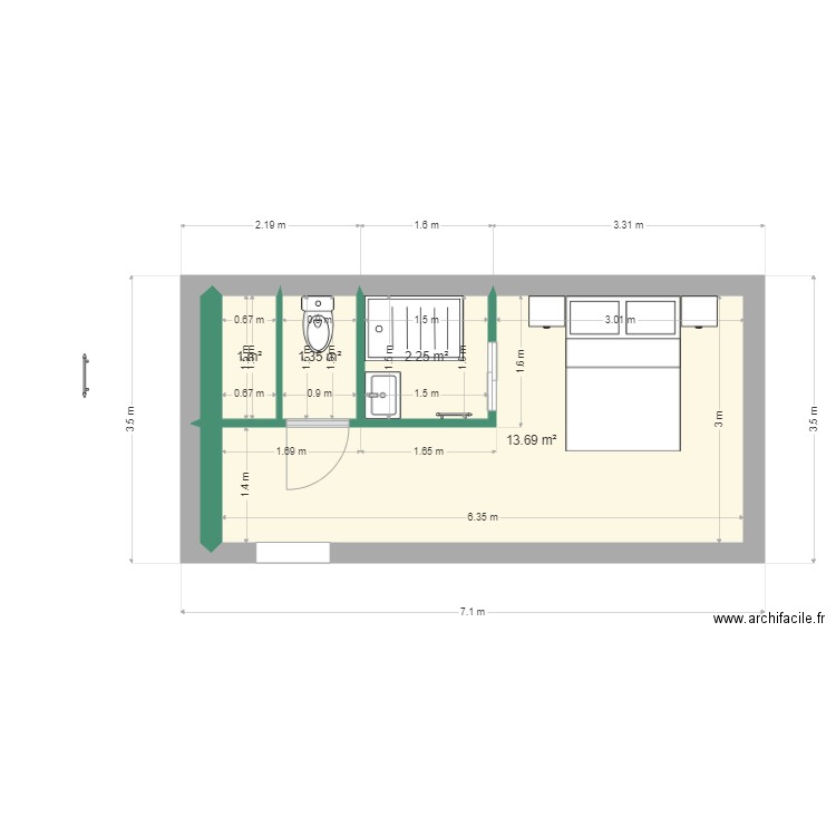 gauthier ponsat 1. Plan de 4 pièces et 18 m2