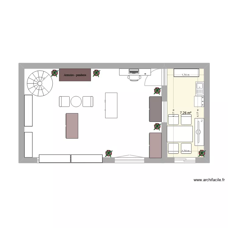 plan archifacile. Plan de 1 Pièce et 7 m² plan archifacile. Plan de 1 Pièce et 7 m²
