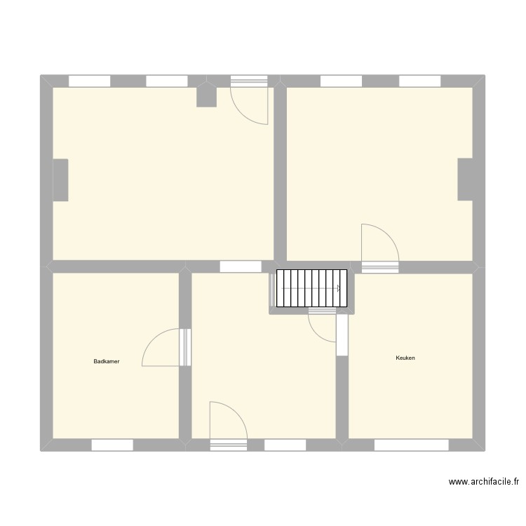 Rollegemsestraat 9 beneden. Plan de 4 pièces et 62 m2