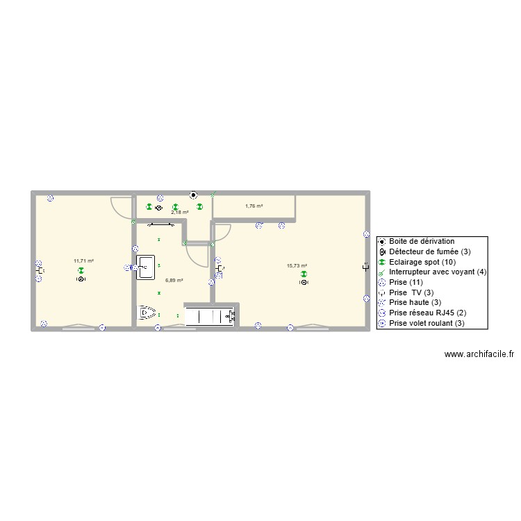 Plan étage charleville. Plan de 5 pièces et 38 m2