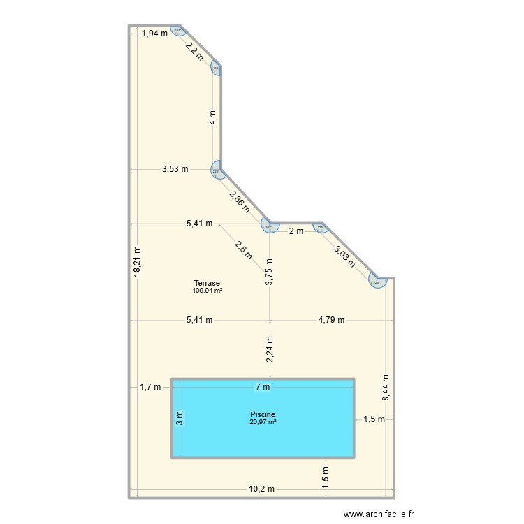 terrase_v1. Plan de 2 pièces et 153 m2
