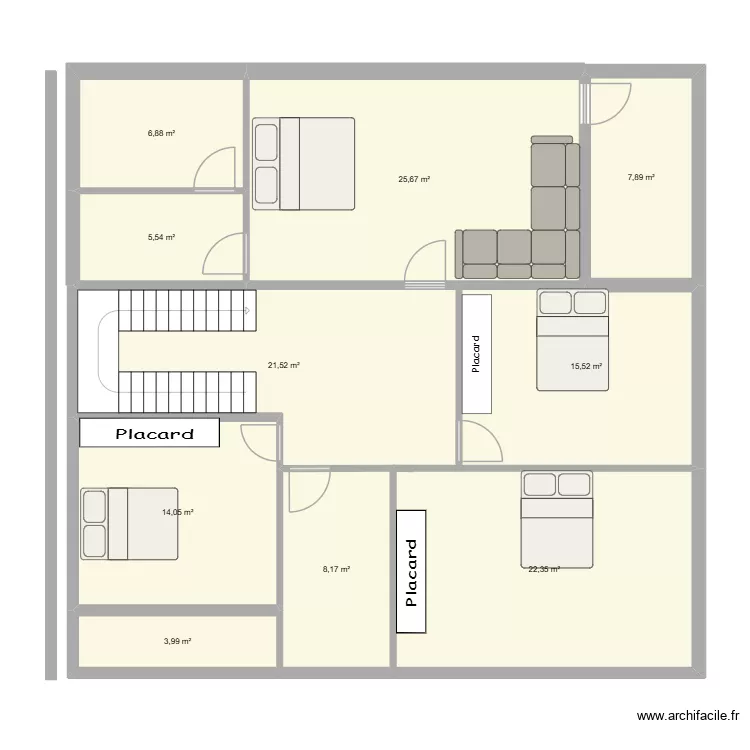 ETAGE. Plan de 10  et 132 m²