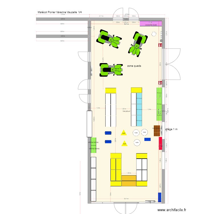 Malécot Poirier Varennes Vauzelles  V4. Plan de 1 pièce et 105 m2