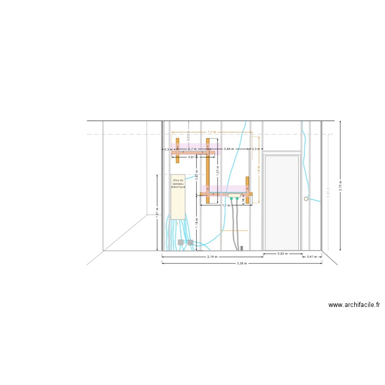 Aménagement mur séjour salle de douche / étagère. Plan de 0 pièce et 0 m2