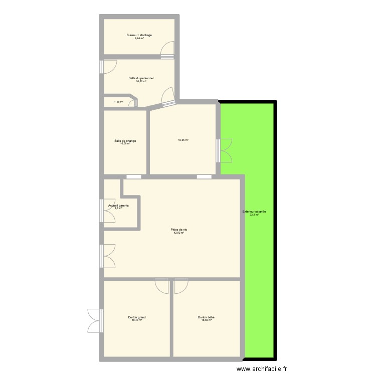 plan modifié. Plan de 10 pièces et 166 m2