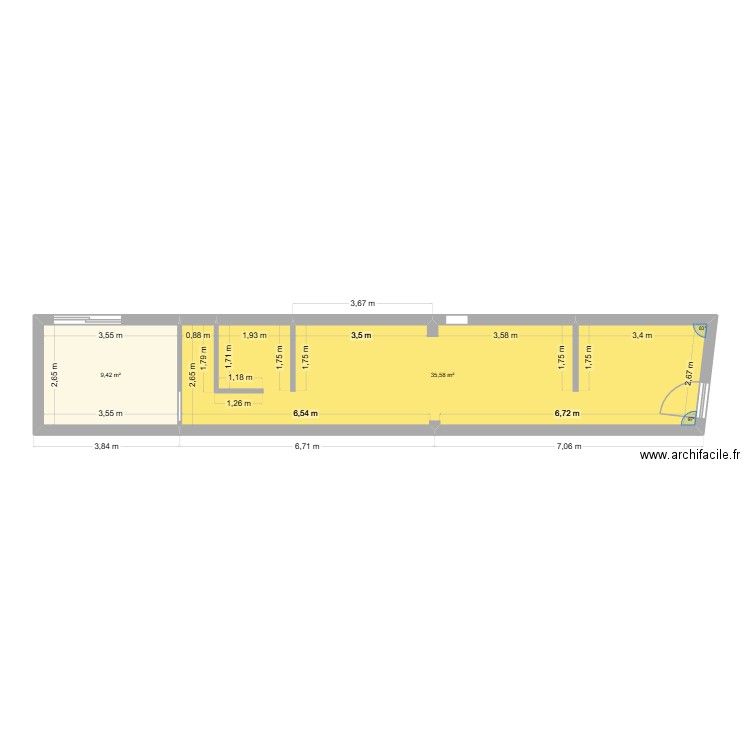appartement   2 à renover. Plan de 2 pièces et 45 m2