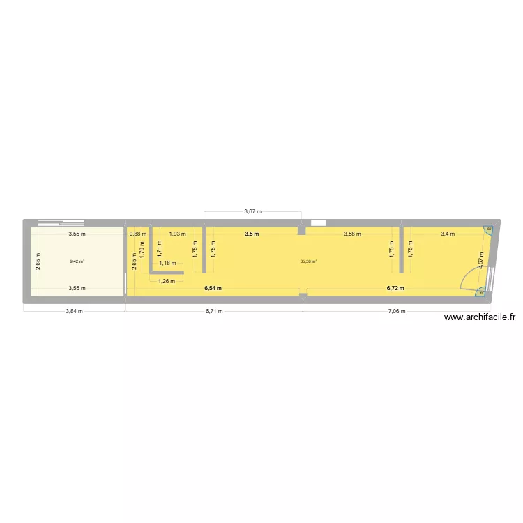 appartement   2 &agrave; renover. Plan de 2 pièces et 45 m²