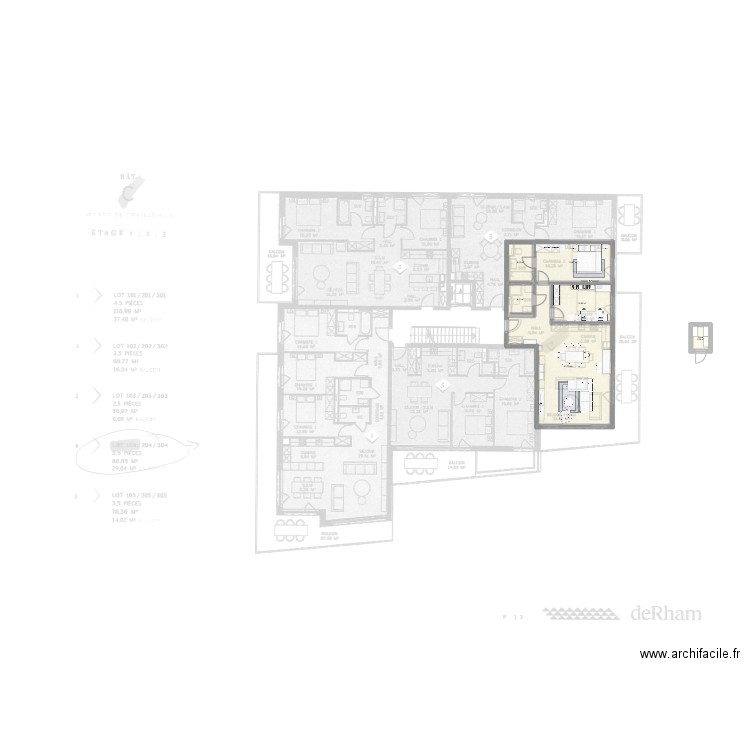 Chailly. Plan de 6 pièces et 93 m2