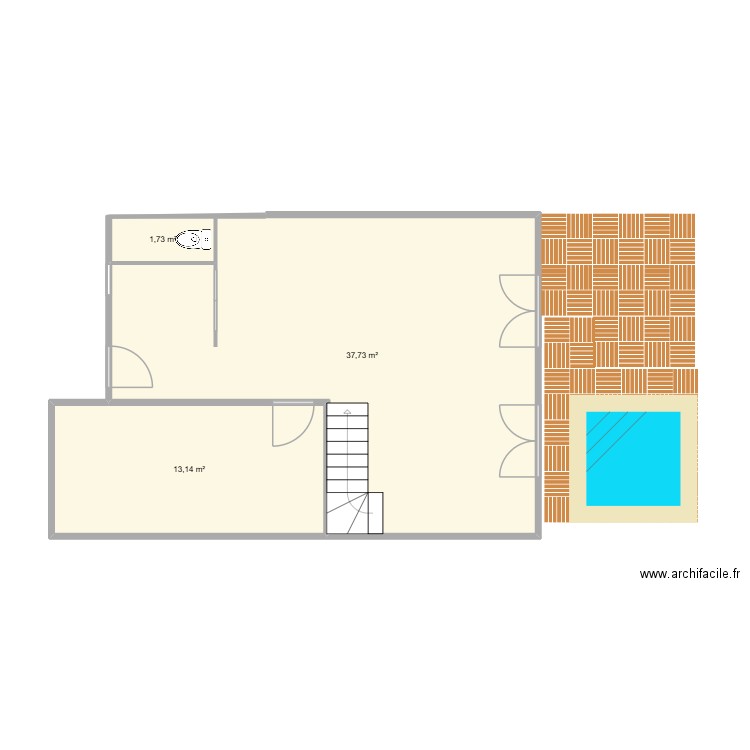 rdc 2. Plan de 3 pièces et 53 m2