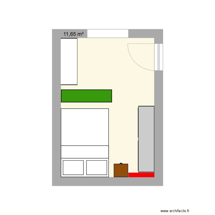 Chambre. Plan de 1 pièce et 12 m2