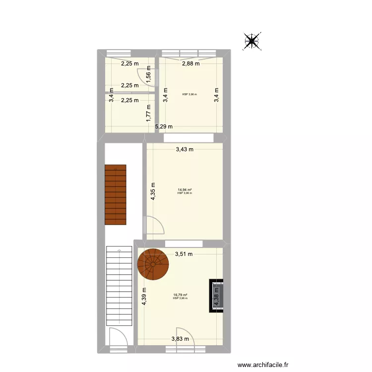 rdc. Plan de 3  et 49 m²