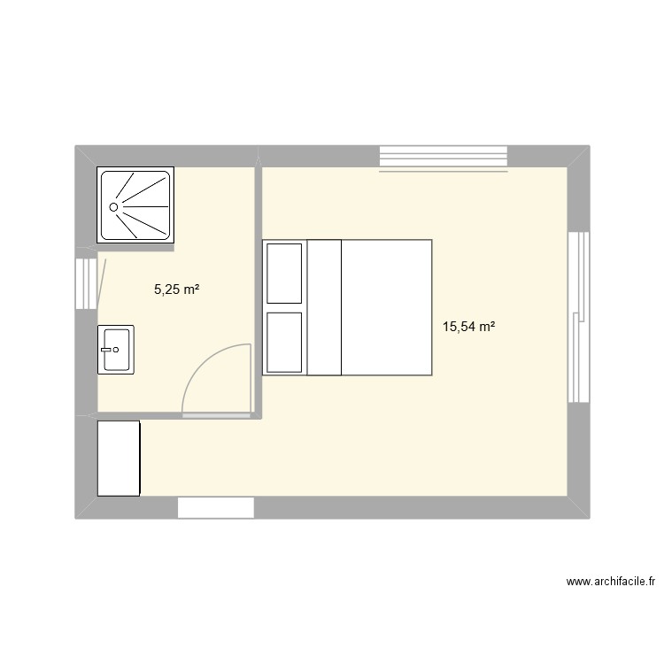 Plan EXTENSION. Plan de 2 pièces et 21 m2