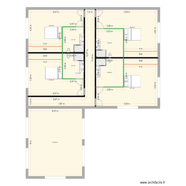 calenzana 1. Plan de 14 pièces et 219 m2