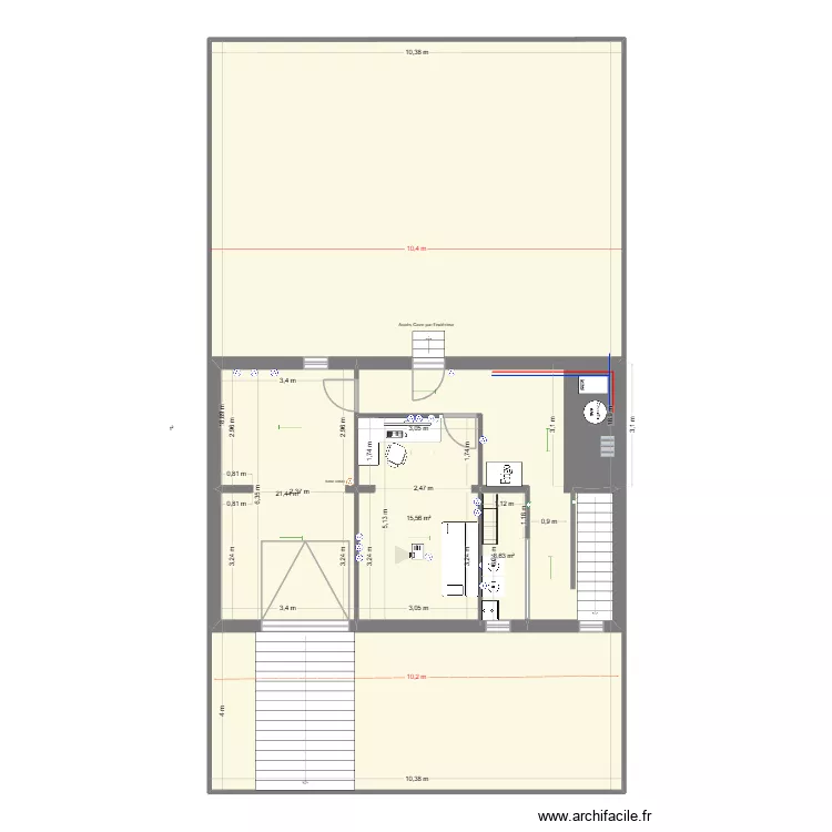 plan projet am&eacute;nag&eacute; SS vide. Plan de 4 pièces et 237 m²