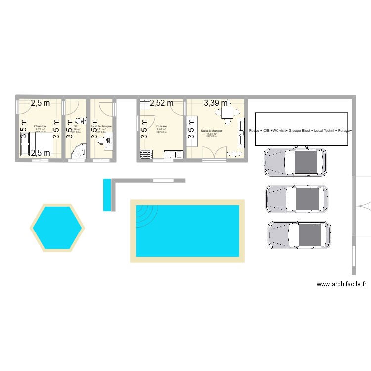 villa caprice. Plan de 5 pièces et 39 m2