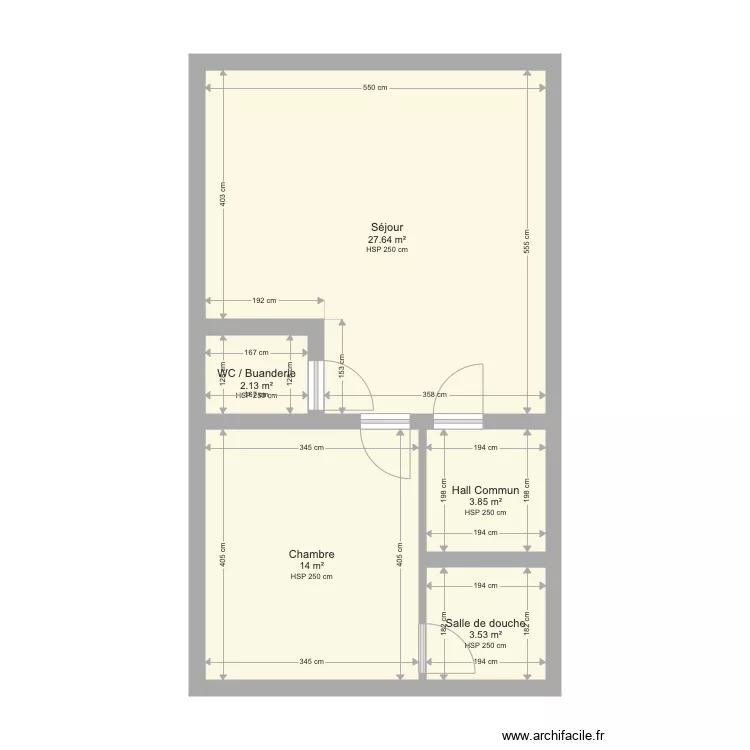 Association 4 &agrave; Bruxelles. Plan de 5  et 51 m²