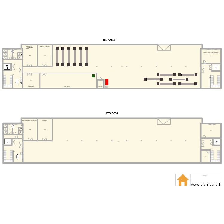 Annexe étage 3+4. Plan de 30 pièces et 2215 m2