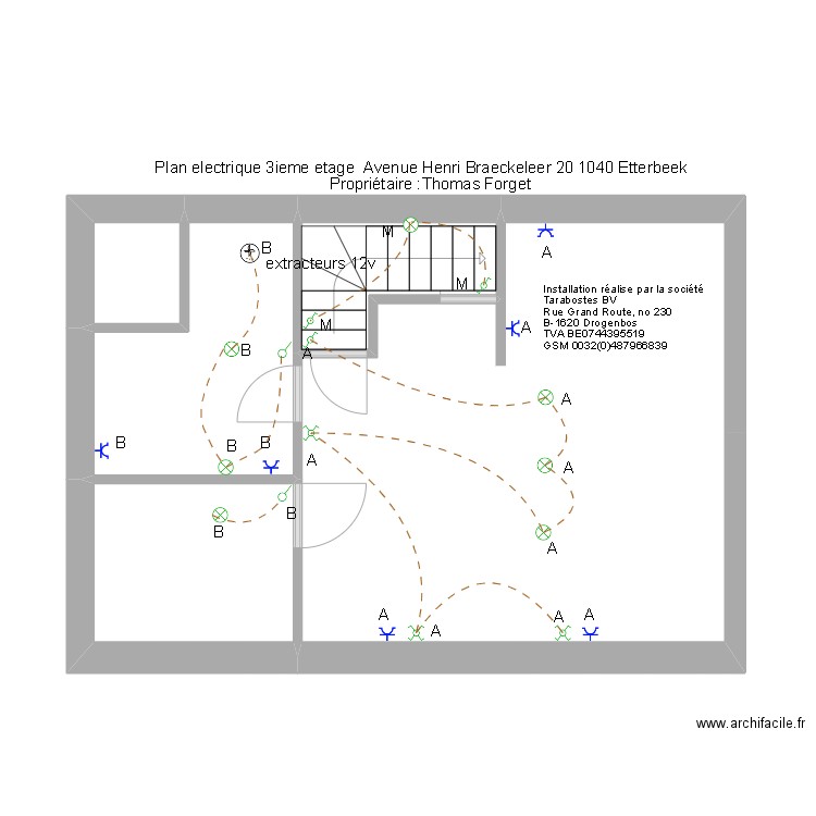 Henri de Braeckeleer 20 complet. Plan de 32 pièces et 262 m2